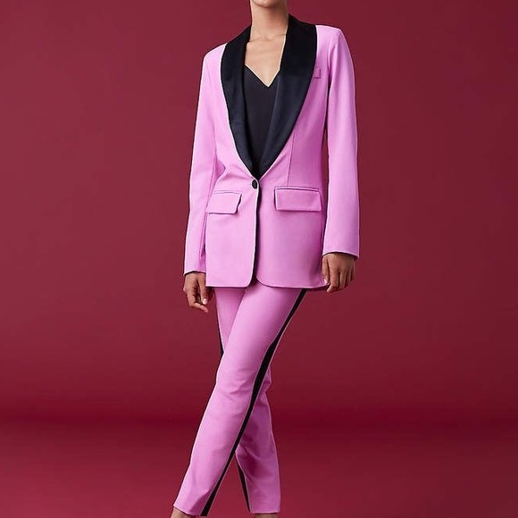 Diane von furstenberg Tommy crepe two tone blazer/jacket pink & black 0 - Picture 10 of 13